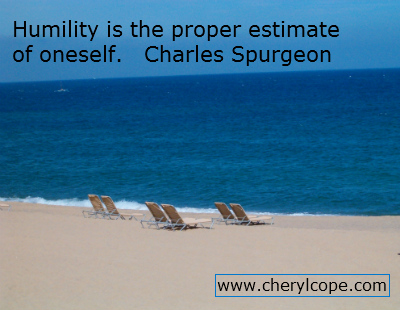 beach scene with humility quote